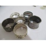 Six hallmarked silver napkin rings