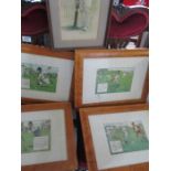 A set of four antique cricketing prints and another of W.G Grace
