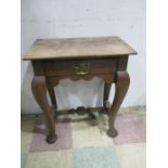 An antique oak low boy with single drawer