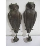 A pair of copper Arts & Crafts wall sconces in the form of owls