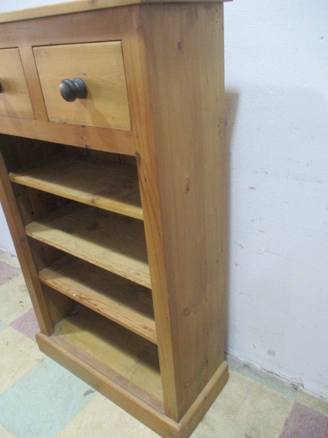 A set of freestanding pine shelves with two drawers above - Image 5 of 5