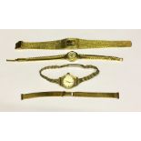 A ladies 9ct Omega wristwatch with a separate 9ct gold strap (17.5g) along with two other watches.