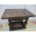 A small 18th century oak draw leaf table with single drawer - possibly Flemish