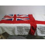 A vintage white ensign flag, approx 187 cm x 100 cm