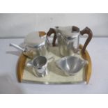 A collection of Newmaid Picquot Ware including a teapot, coffee pot, tray etc