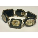 A 19th century Grand Tour micro mosaic bracelet, with six panels set in gold coloured mounts