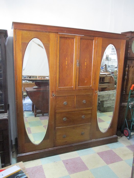 An Edwardian compactum with two mirrored doors, cupboard and drawers under - Image 2 of 7