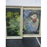 An oil on board "Achillea" along with a Chagall print