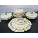 A Grindley Art Deco part dinner service