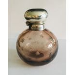 A hallmarked silver topped Bridgewater glass scent bottle.