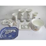 A collection of china including Wedgwood Humming Birds and Kutani Crane, along with Aynsley