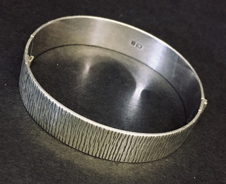 A hallmarked silver card case A/F along with a silver hinged bracelet. - Image 3 of 4