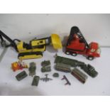 A collection of toys including Tonka, Corgi, Dinky etc