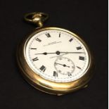 A Waltham gold plated pocket watch with subsidiary second dial.