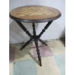 A games table on gypsy style bobbin turned legs