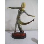 An Art Deco figure of a dancer the base stamped Lorenzl- fingers missing, some wear to base,