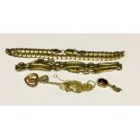 Two 9ct gold bracelets along with 9ct pendants and fine chains. Total weight 26.7g