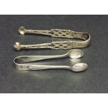 Two hallmaked silver sugar tongs.