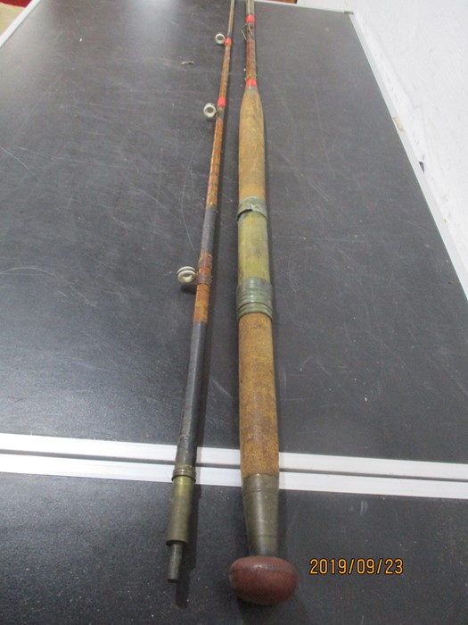 A vintage split cane sea fishing rod A/F