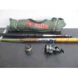 An Abu Garcia "Enticer" rod, Shakespeare Pro AMx reel, bivouac and one other rod