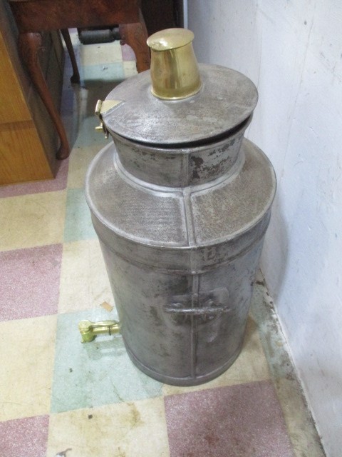 A vintage milk churn with breather top and brass tap. - Image 2 of 5