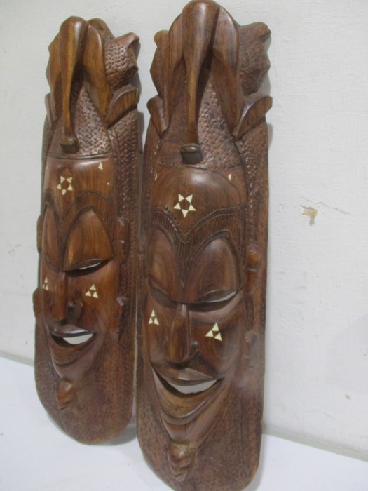 Two African wall hanging masks - Image 3 of 4