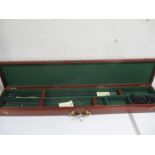 Two unnamed fishing rods in wooden case ( Marcus Warwick presentation case)