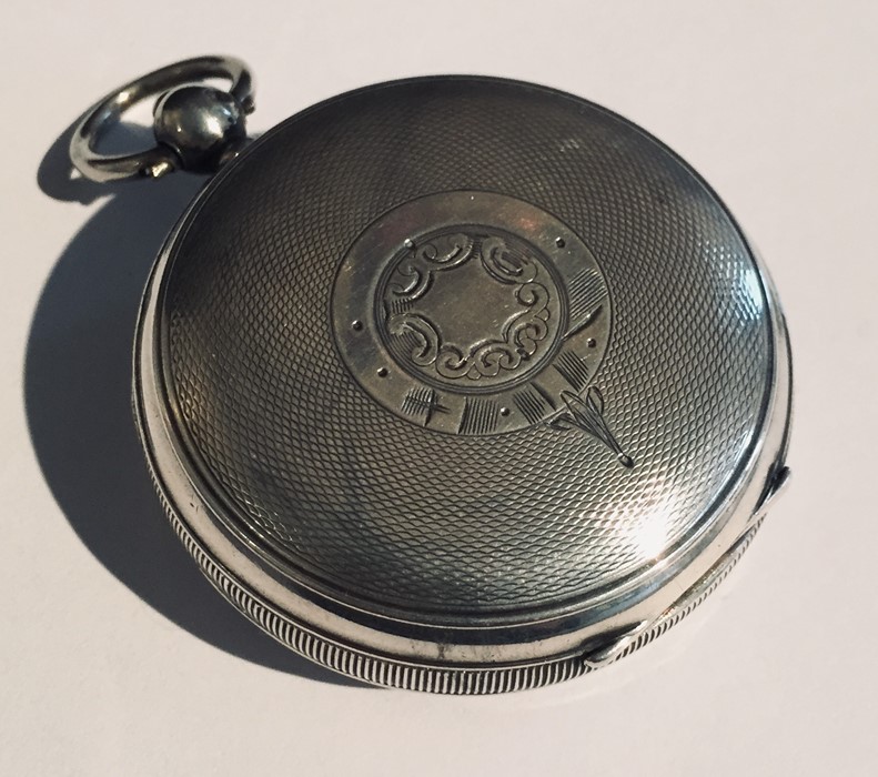 A hallmarked silver pocket watch with key - Image 3 of 4