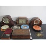 Mantle clocks, parquetry box (A/F) wall clocks etc.