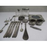 A collection of hallmarked silver items and silver plated items etc