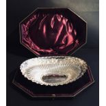 A cased hallmarked silver oval basket by Josiah Williams, London 1893