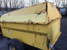 YELLOW 2000 LITRE SITE TOWED DIESEL BOWSER, BUNDED C/W HAND PUMP BUT NO HOSE