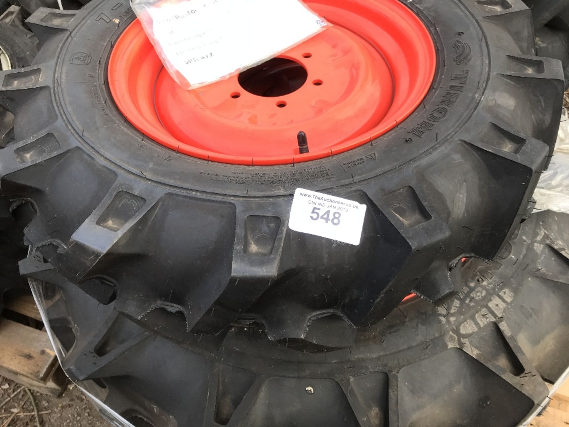 SET OF 4 X COMPACT TRACTOR WHEELS AND TYRES 2 X 7-14 PLUS 2 X 11.2-24 - Image 2 of 4