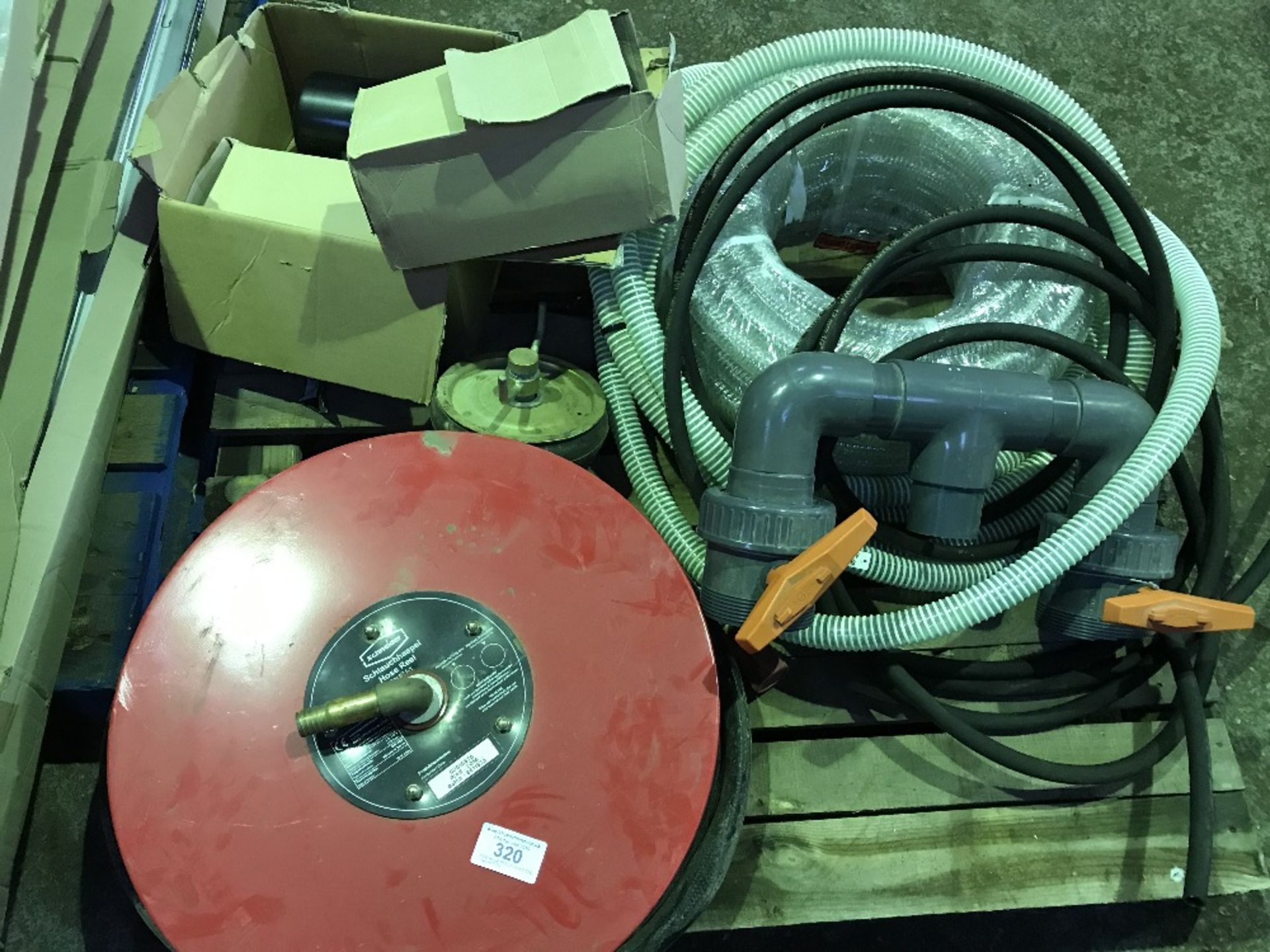 FIRE HOSE REEL & PIPES ETC ...NO VAT ON HAMMER PRICE