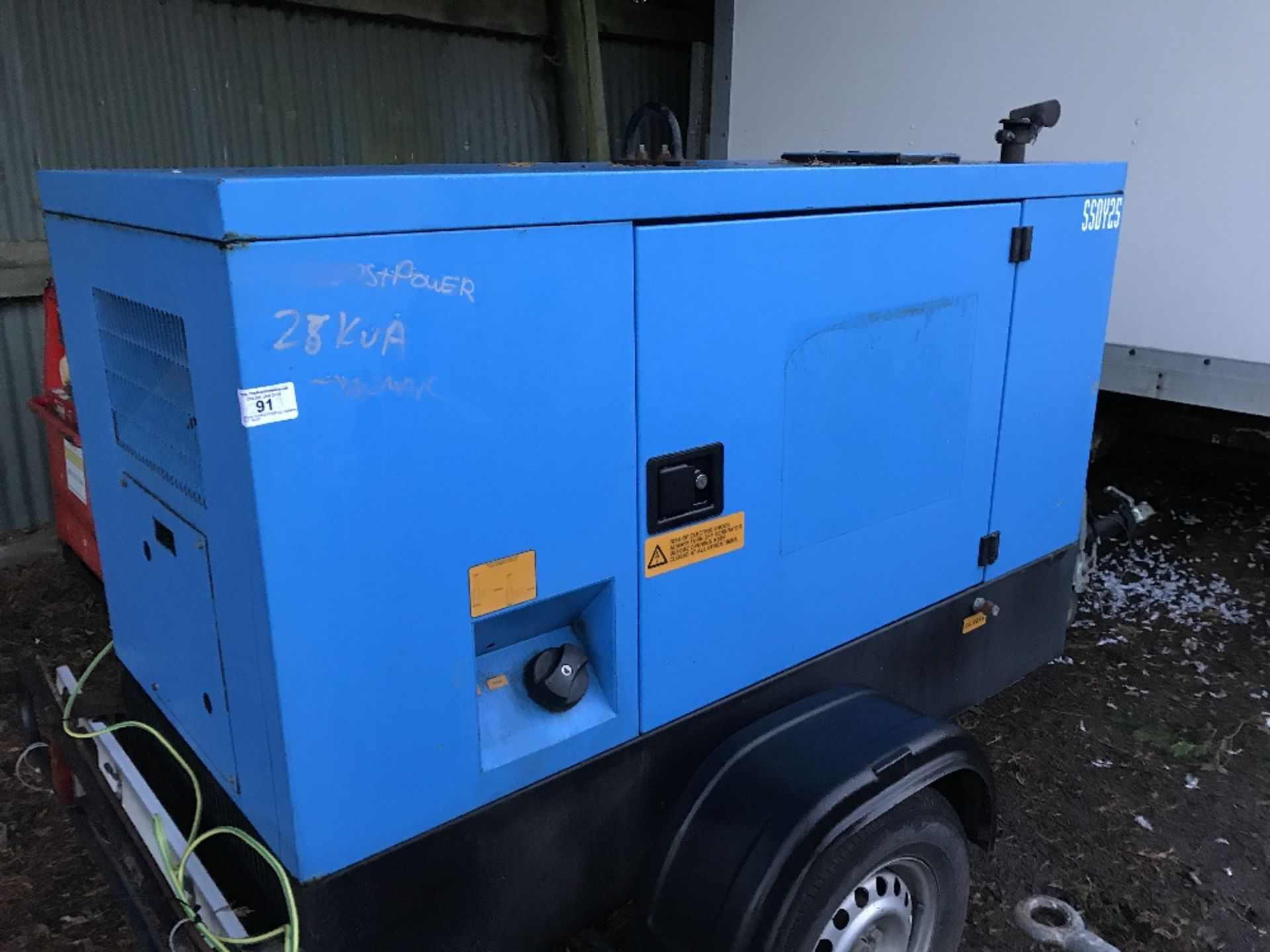 25KVA TOWED STEPHILL GENERATOR SET, BLUE WHEN TESTED WAS SEEN TO RUN AND MAKE POWER