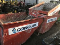 3 x RED CONQUIP TELEHANDLER TIP SKIPS