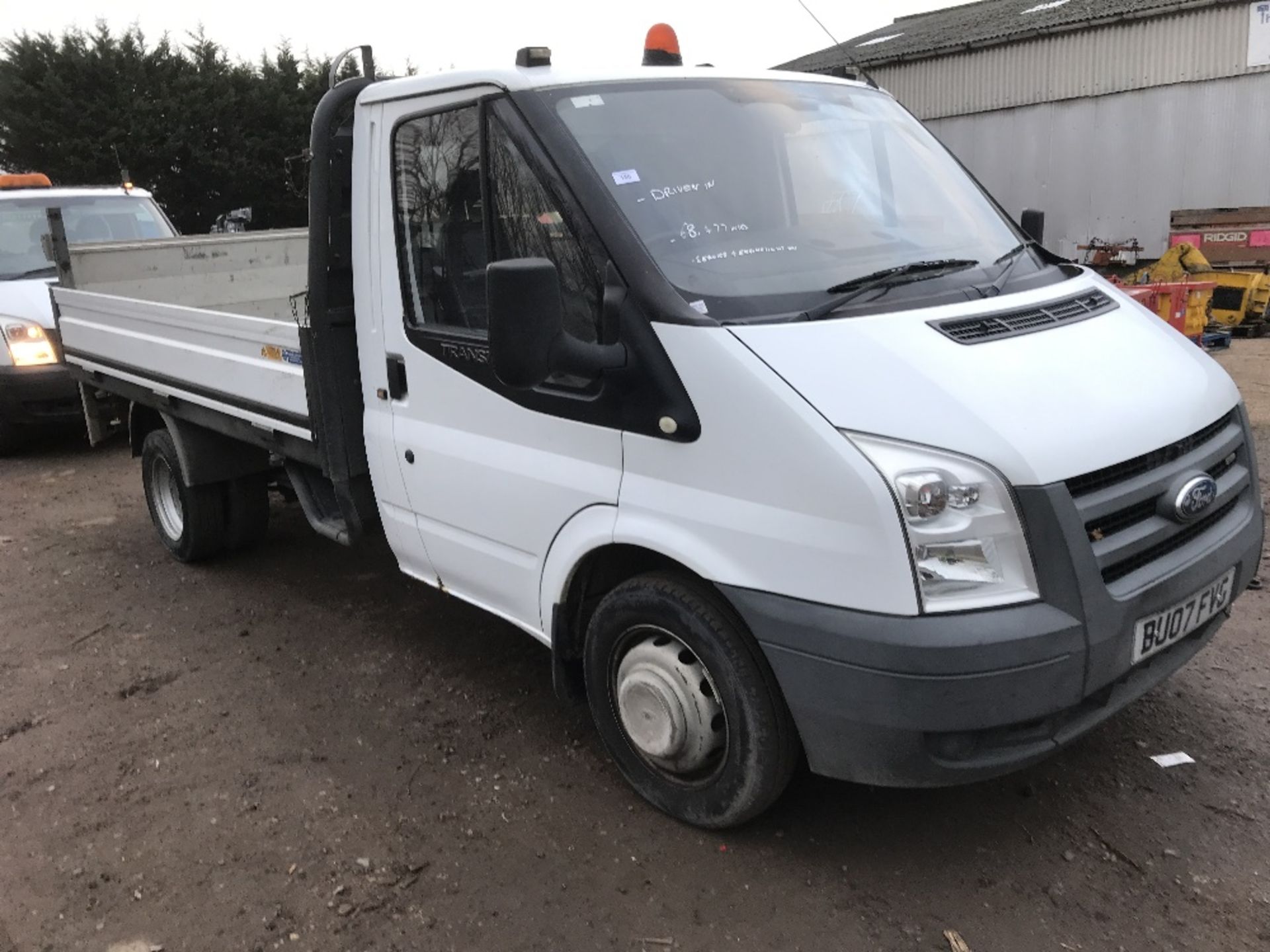 FORD TRANSIT FLAT BED DROP SIDE TRUCK WITH TAIL LIFT REG:BU07 FVG DIRECT EX COMPANY AS PART OF THEIR - Image 2 of 7