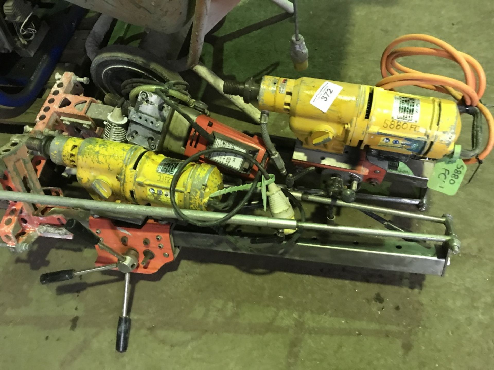 3 X DIAMOND DRILL UNITS C/W 2 X STANDS, CONDITION UNKNOWN