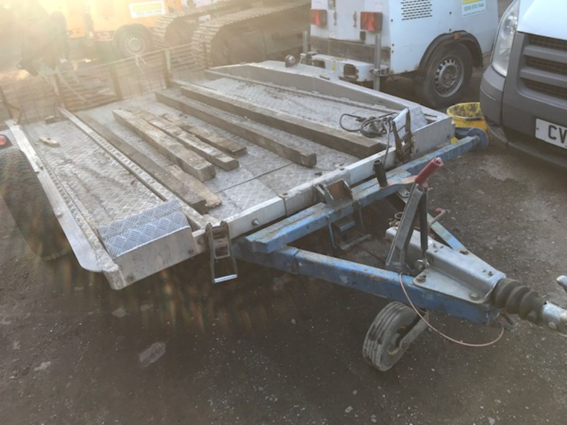HEAVY DUTY TWIN AXLED PLANT TRAILER, IDEAL FOR GENERATORS ETC...ALUMINIUM CHEQUER PLATE FLOOR - Image 3 of 3