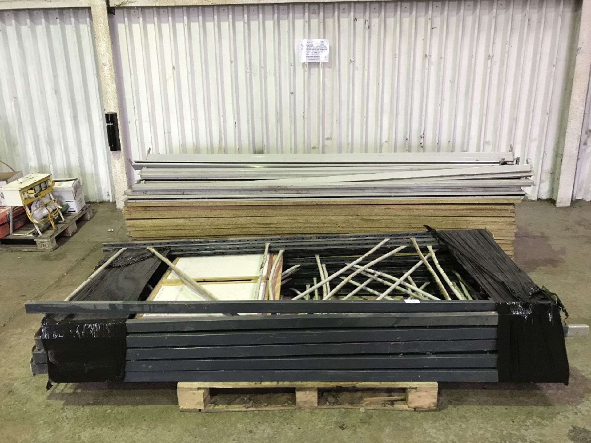QTY OF RACKING C/W BOARD SHELVES Sold Under The Auctioneers Margin Scheme, NO VAT Charged on the