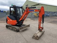 2015 KUBOTA KX61-3 MINI DIGGER, PIPED, BLADE, OFFSET BOOM, RUBBER TRACKS, RED KEY, 3 BUCKETS, SN: