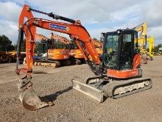 2016 KUBOTA U55-4 MINI DIGGER, PIPED, Q/H BLADE, OFFSET BOOM, RUBBER TRACKS, RED KEY, 2 BUCKETS,