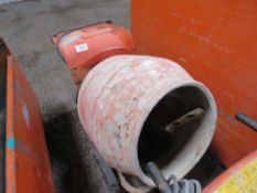 BELLE MINIMIX150 110 VOLT CEMENT MIXER, BELT AND GUARD MISSING, REQUIRES ATTENTION