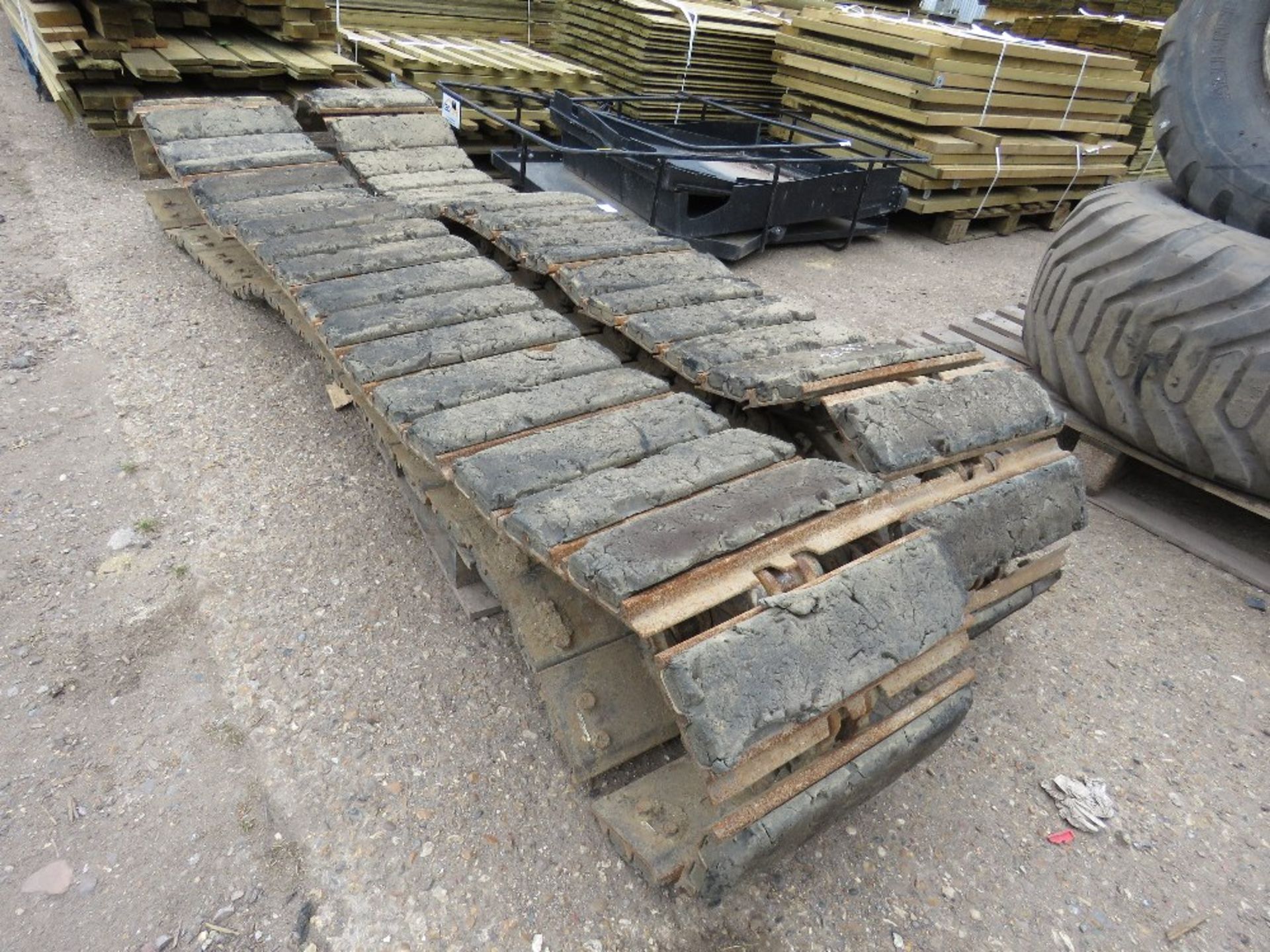 PAIR OF HITACHI ZX85 STEEL TRACKS C/W BLOCK PADS...REMOVED TO REPLACE WITH RUBBER TRACKS