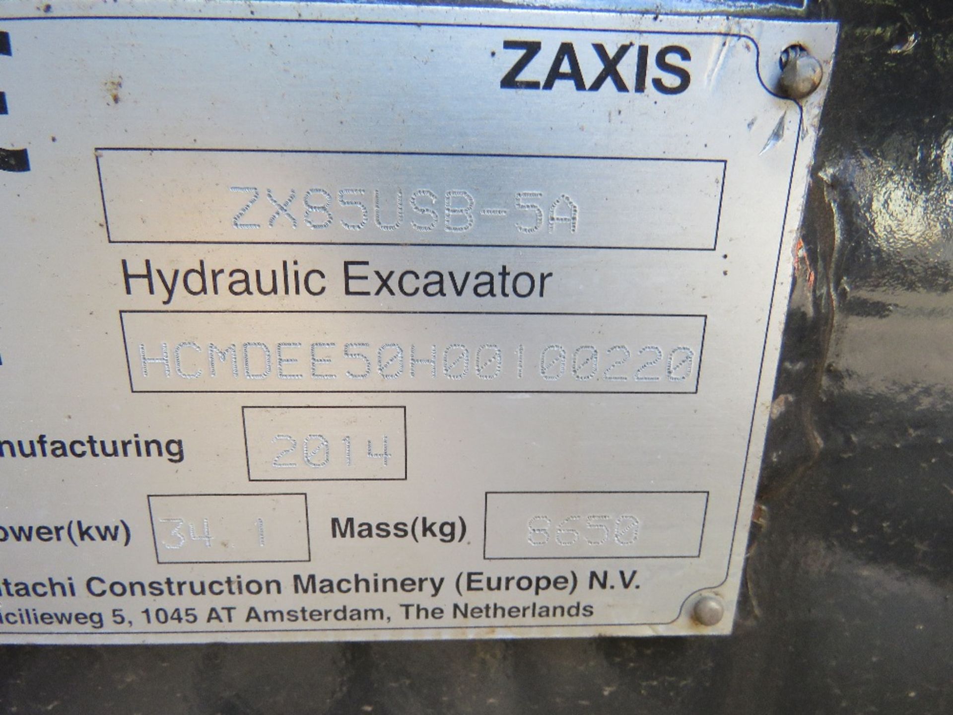 Hitachi ZX85-5 zero tail swing excavator c/w set of 5no. buckets, yr2014 5110 REC HRS SN: - Image 6 of 9