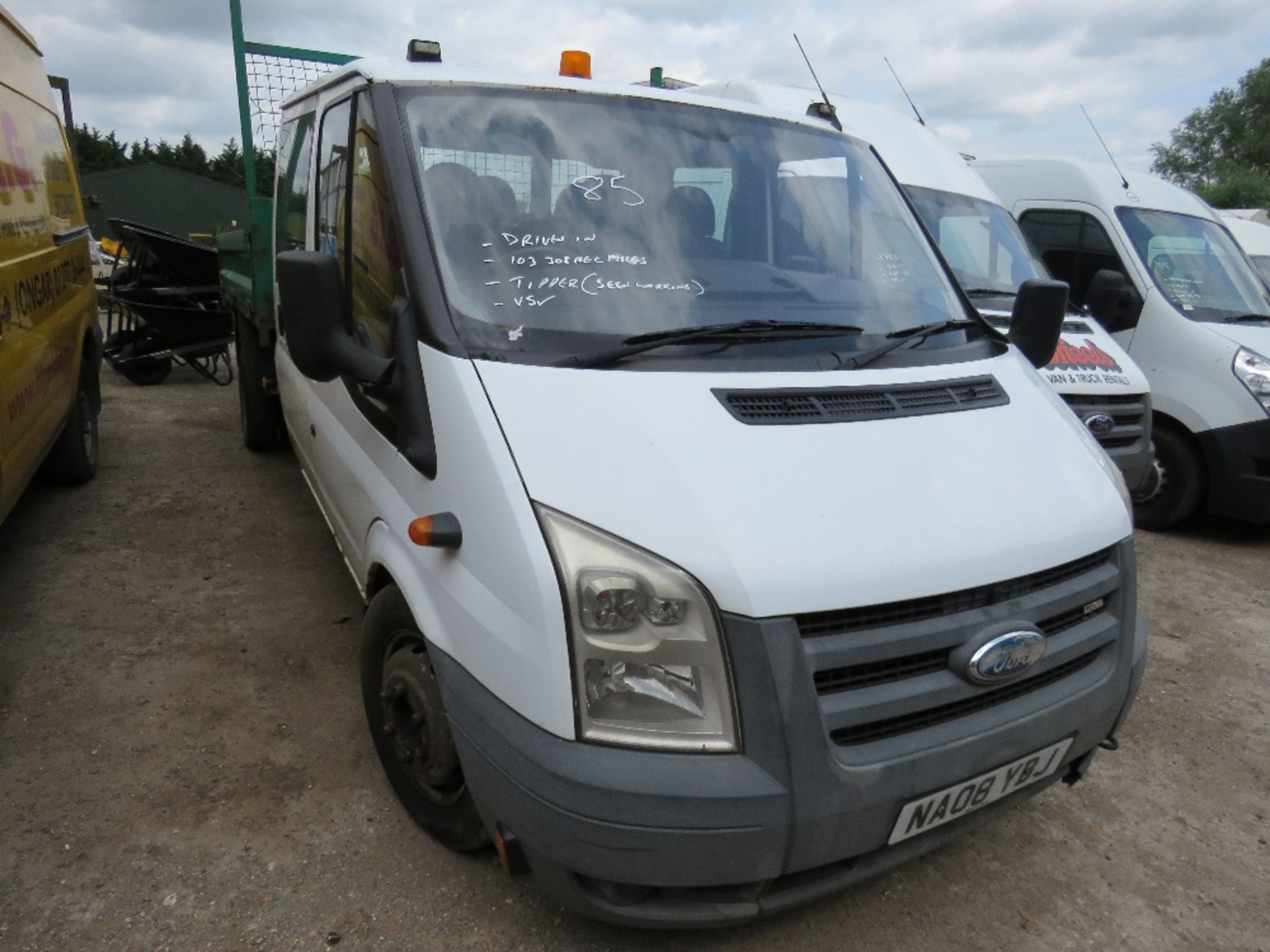 FORD TRANSIT 100T350 DOUBLE CAB TIPPER REG: NA08 YBJ 103,308 REC KMS, WITH V5 when tested was seen - Image 9 of 9