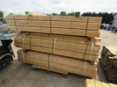 3X PACKS OF UNTREATED TIMBER POSTS WITH SHAMFERED EDGE, 2.4M LENGTH, APPROX 360 LENGTHS