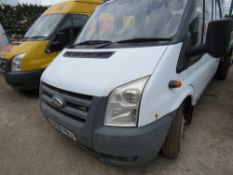 FORD TRANSIT 100T350 DOUBLE CAB TIPPER REG: NA08 YBJ 103,308 REC KMS, WITH V5 when tested was seen