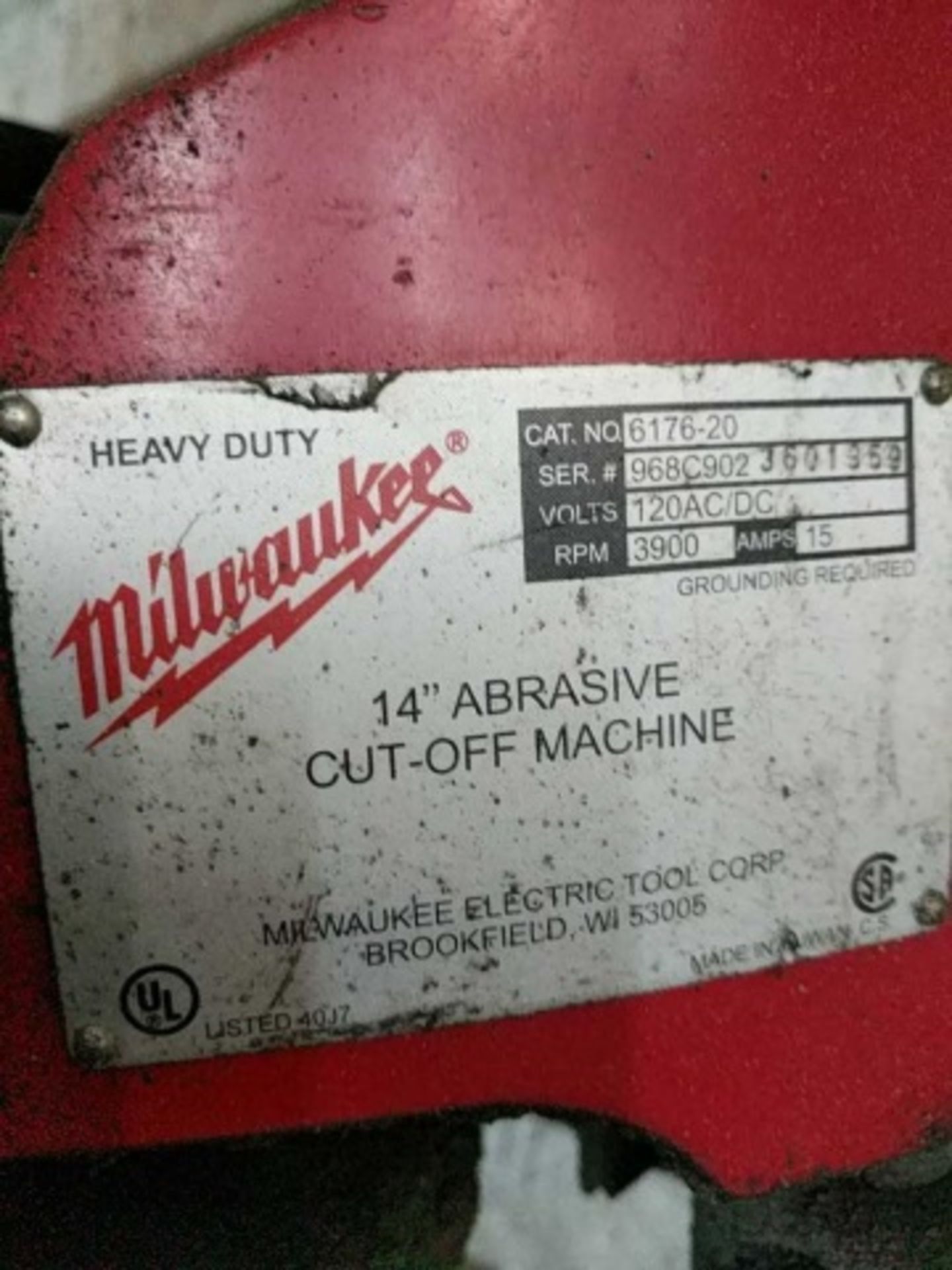 Milwaukee 6176-20, 14" Abrasive Cut-Off Saw - Image 2 of 3