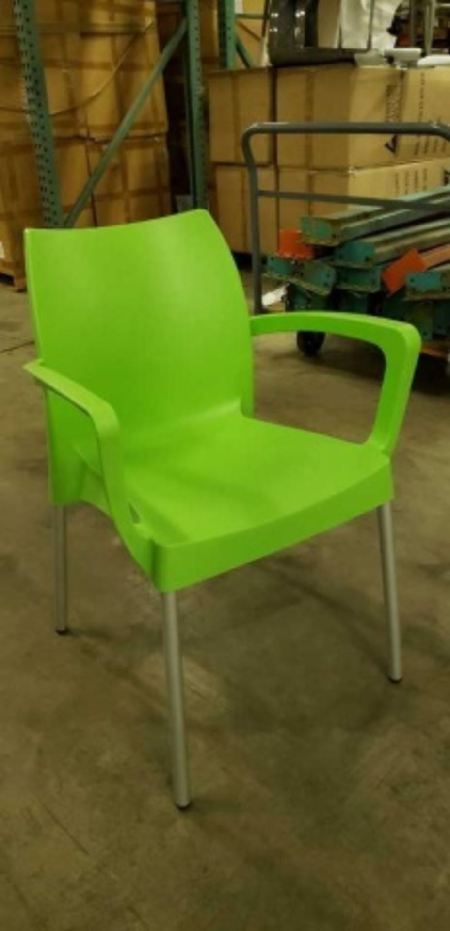 Domenica Arm Chair, light green w/ aluminum legs, 21 boxes w/ 4 each, 84 total - Image 3 of 5